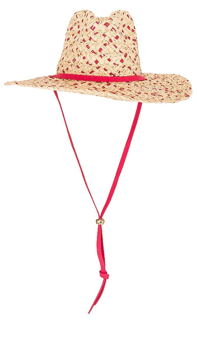 Shop Lele Sadoughi Tina Two-tone Straw Hat In 绯红