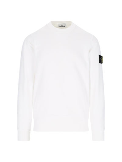 Shop Stone Island '63051' Crew Neck Sweatshirt In White
