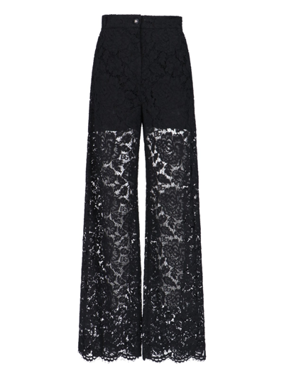 Shop Dolce & Gabbana Flare Lace Pants In Black  