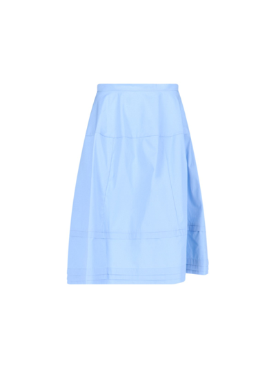 Shop Marni Flared Midi Skirt In Light Blue