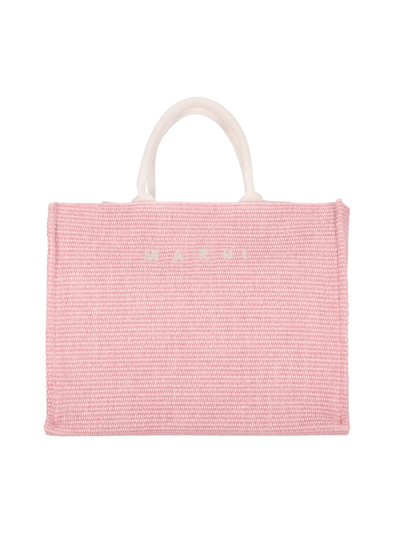 Shop Marni Large Logo Tote Bag In Pink
