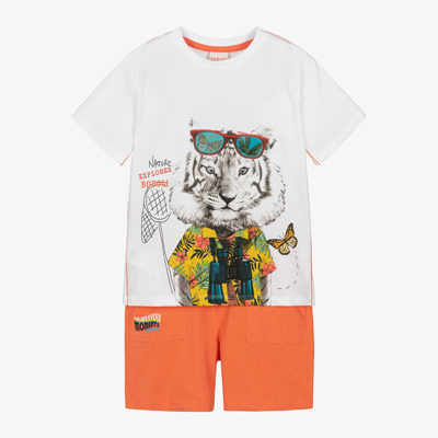 Shop Boboli Boys Orange Tiger Shorts Set