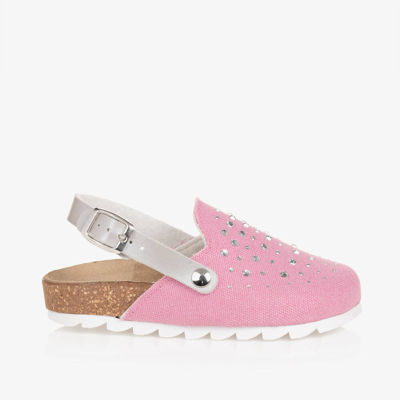 Shop Monnalisa Girls Pink Diamanté Sandals