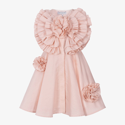 Shop Jessie And James London Girls Pink Cotton Ruffle Flower Dress