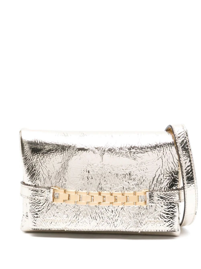 Shop Victoria Beckham Mini Chain Pouch With Long Strap In Gold