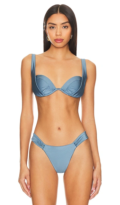 Shop Devon Windsor Cameron Bikini Top In Steel Blue