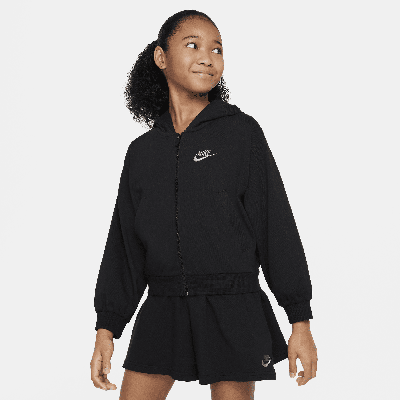Shop Nike Sportswear Big Kids' (girls') Full-zip Hoodie In Black