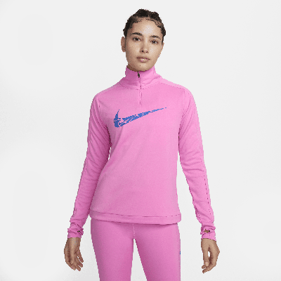 Shop Nike Women's Swoosh Dri-fit 1/4-zip Mid Layer In Red