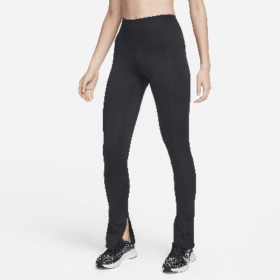 Nike One High Waist Split Hem Leggings In Black