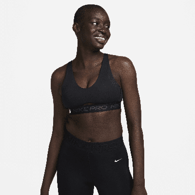 Shop Nike Women's  Pro Indy Plunge Medium-support Padded Sports Bra In Black
