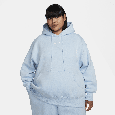 Shop Nike Women's  Sportswear Phoenix Fleece Oversized Pullover Hoodie (plus Size) In Blue