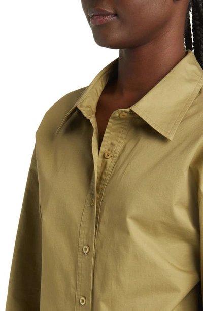 Shop En Saison Hardin Long Sleeve Cotton Shirtdress In Sage