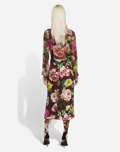 Dolce & Gabbana Camicia In Chiffon Stampa Camelia In Print