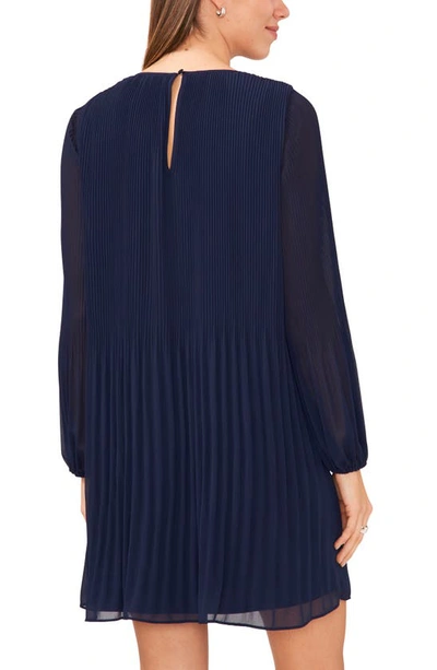 Shop Halogen (r) Plissé Long Sleeve Dress In Classic Navy