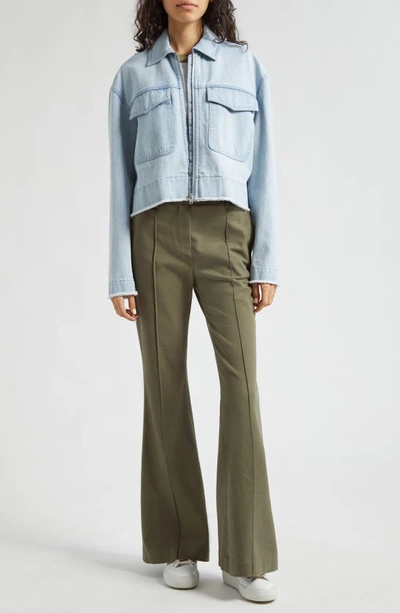 Atm Anthony Thomas Melillo Stretch Cotton Twill Flare Leg Pants In Oil Green