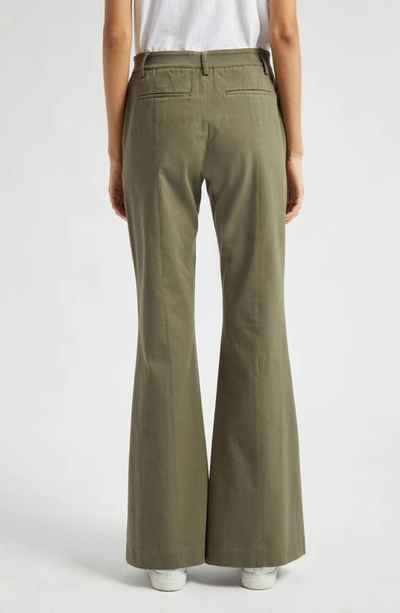 Shop Atm Anthony Thomas Melillo Stretch Cotton Twill Flare Leg Pants In Oil Green
