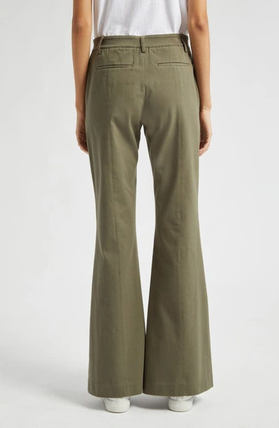 Atm Anthony Thomas Melillo Stretch Cotton Twill Flare Leg Pants In Oil Green