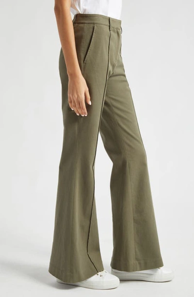 Shop Atm Anthony Thomas Melillo Stretch Cotton Twill Flare Leg Pants In Oil Green