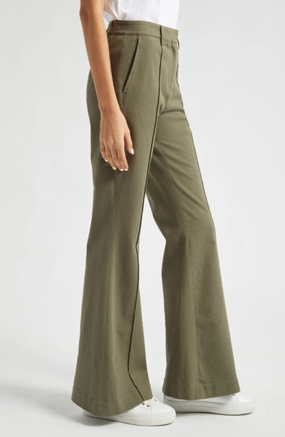 Atm Anthony Thomas Melillo Stretch Cotton Twill Flare Leg Pants In Oil Green