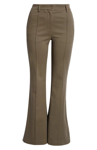 Shop Atm Anthony Thomas Melillo Stretch Cotton Twill Flare Leg Pants In Oil Green