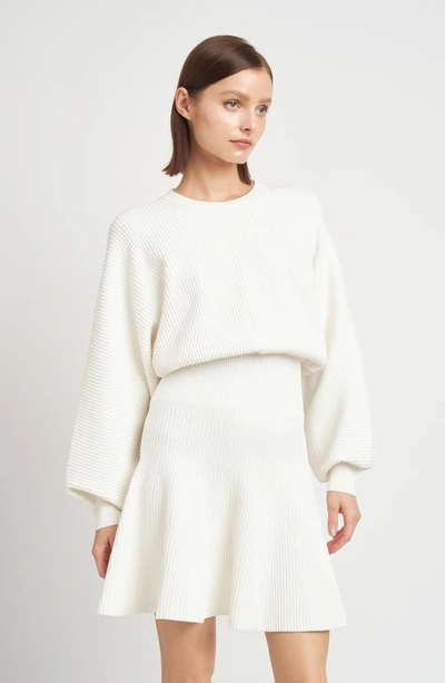 Shop En Saison Lester Long Sleeve Mini Sweater Dress In Ivory