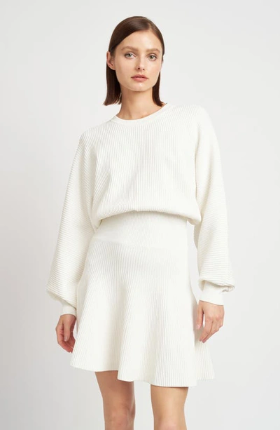 Shop En Saison Lester Long Sleeve Mini Sweater Dress In Ivory