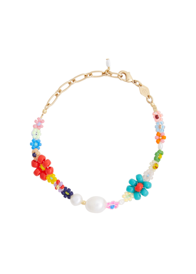 Shop Anni Lu Mexi Flower 18kt Gold-plated Beaded Bracelet In Multicoloured