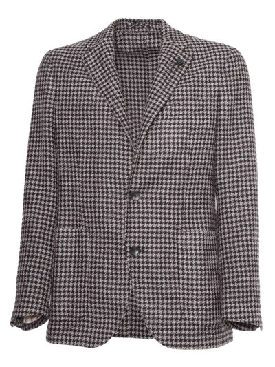 Lardini Houndstooth Jacket In Brown