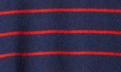 Shop Caslon Stripe Ruffle Shoulder Sweatshirt Top In Navy- Red Fiery Bailey Stripe