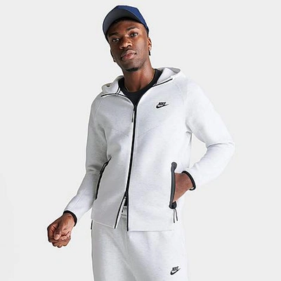 Shop Nike Men's Tech Fleece Windrunner Full-zip Hoodie In Birch Heather/black