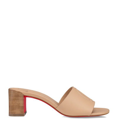 Shop Christian Louboutin Cl Leather Mules 55 In Pink