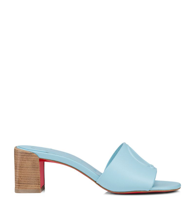 Shop Christian Louboutin Cl Leather Heeled Mules 55 In Navy