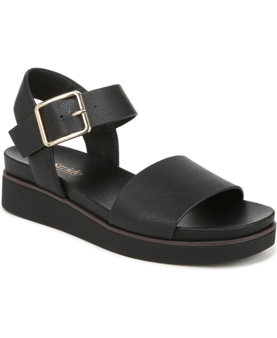 Shop Lifestride Women's Gillian Platform Flat Sandals In Black Faux Leather