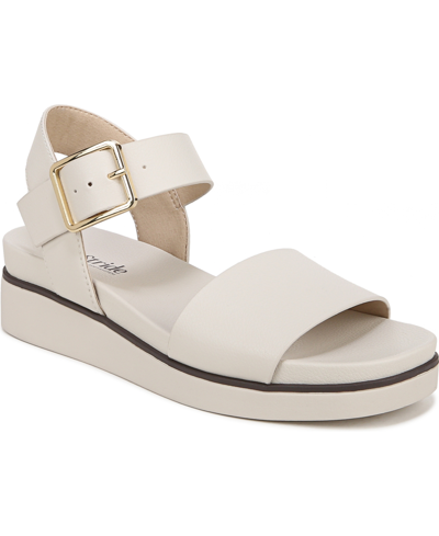 Shop Lifestride Women's Gillian Platform Flat Sandals In Bone White Faux Leather