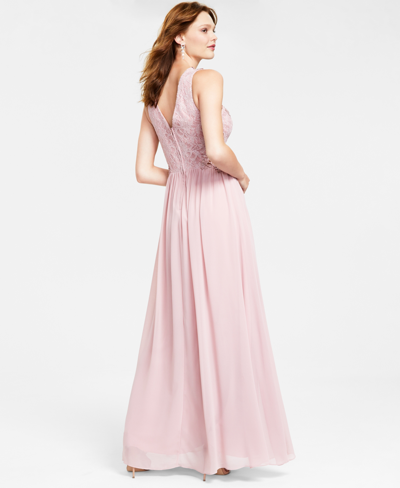 Shop City Studios Juniors' Embellished Illusion Tulip Gown, Created For Macy's In Bright Navy