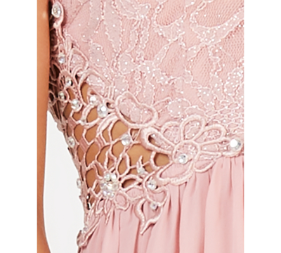 City Studios Juniors' Embellished Illusion Tulip Gown, Created For Macy's In Bright Navy