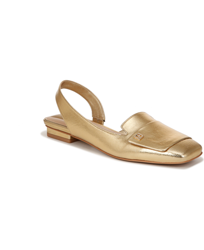 Shop Franco Sarto Women's Teagan Square Toe Slingbacks In Gold Faux Leather