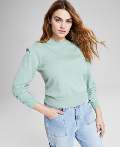 Shop And Now This Women's Puff-sleeve Sweater, Created For Macy's In Green Pond