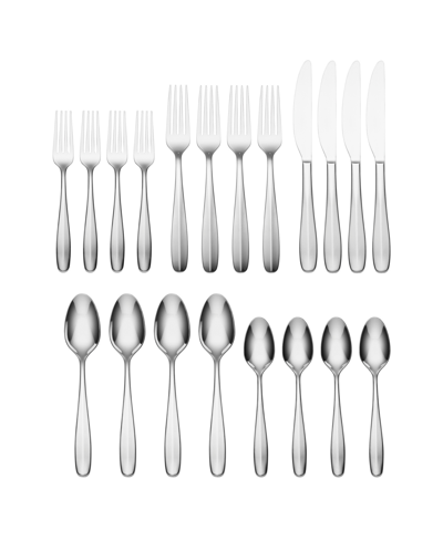 Shop Oneida Oakwood 20 Piece Everyday Flatware Set, Service For 4 In Metallic And Stainless
