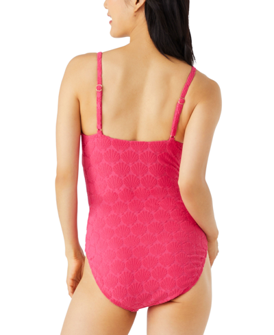Shop Kate Spade Women's Seashell Burnout Lingerie Tank One-piece Swimsuit In Rose Jam