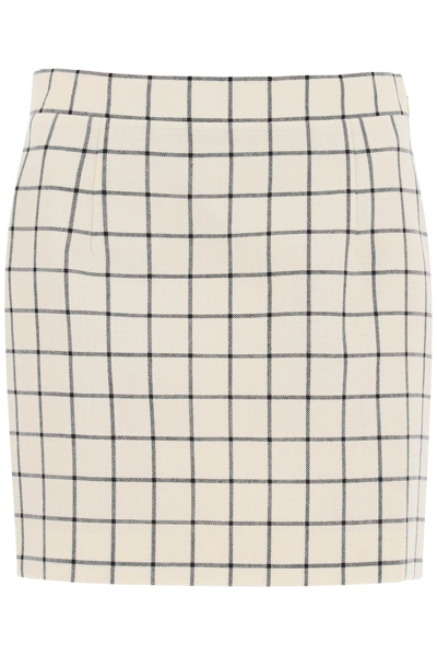 Shop Marni Check Wool Mini Skirt In White