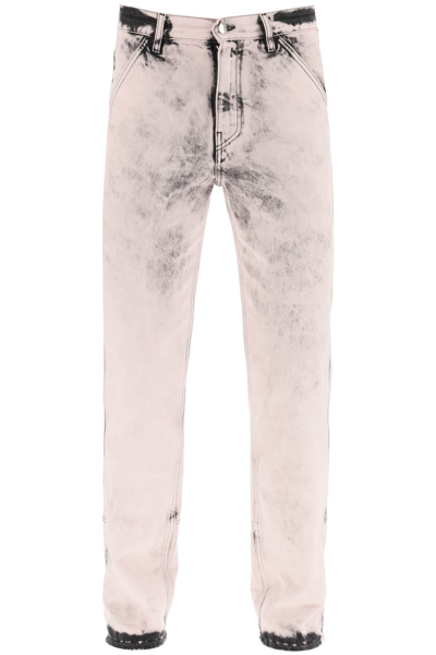 Shop Oamc Stone Washed Straight Leg Jeans In Pink