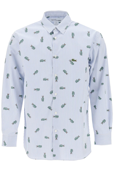 Shop Comme Des Garçons Shirt X Lacoste Oxford Shirt With Crocodile Motif In White, Light Blue