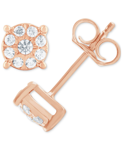 Macy's Diamond Cluster Stud Earrings (1/4 Ct. T.w.) In 14k Rose Gold In Rose Gold