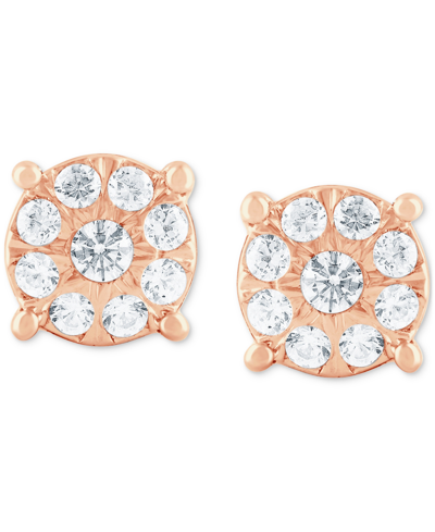 Macy's Diamond Cluster Stud Earrings (1/4 Ct. T.w.) In 14k Rose Gold In Rose Gold