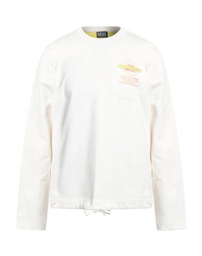 Shop Diesel Man Sweatshirt Off White Size Xl Cotton