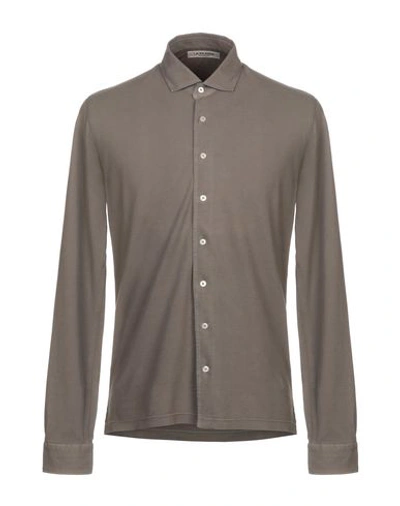 Shop La Fileria Man Shirt Grey Size 42 Cotton