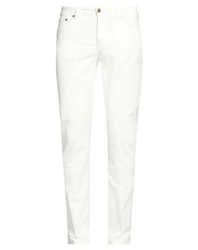 Shop Barba Napoli Man Pants White Size 35 Cotton, Elastane