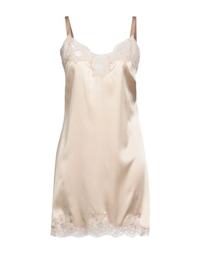 Shop Dolce & Gabbana Woman Slip Dress Beige Size 4 Silk, Cotton, Elastane, Polyamide