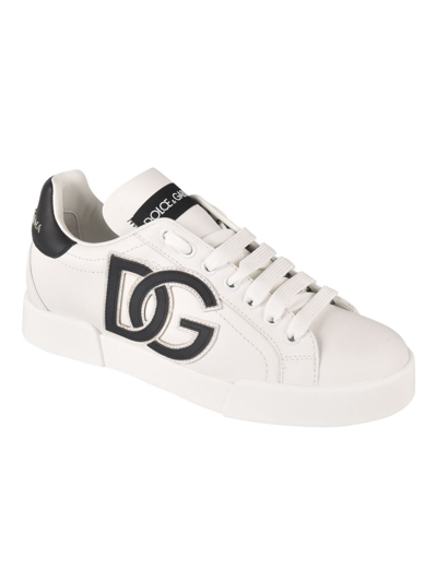 Shop Dolce & Gabbana Portofino Logo-print Low-top Sneakers In White